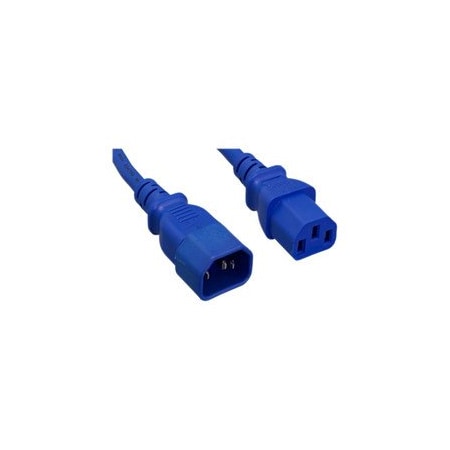 Cable Wholesale Computer / Monitor Power Extension Cord, Blue, C13 to C14, 14AWG, 15 Amp, 8 foot 10W2-02208BL